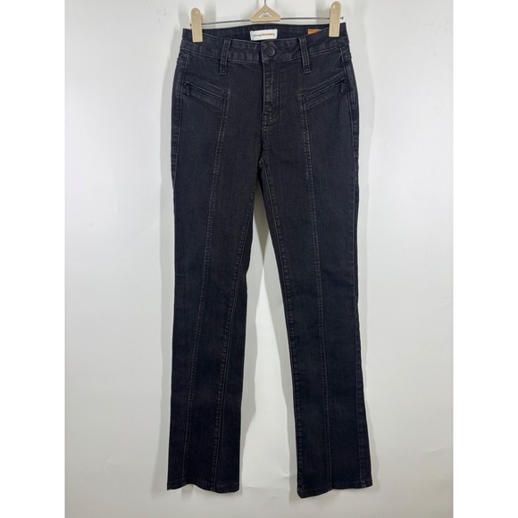 Pilcro and the Letterpress Denim - Pilcro and the Letterpress Black Seamed Zip Pocket Slim Flare Jeans Size 26